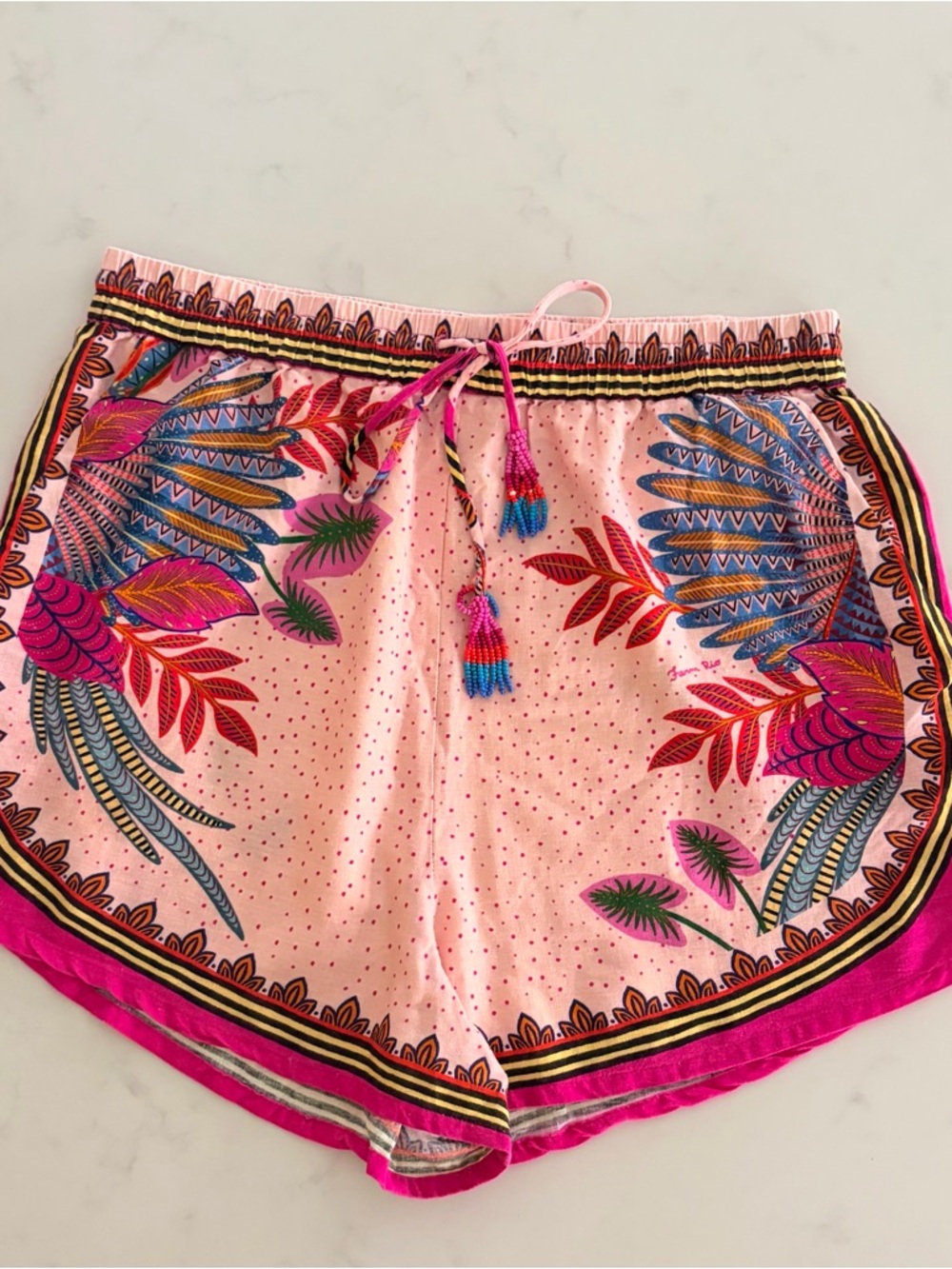FARM Rio Pink Tropical Print High Waist Shorts